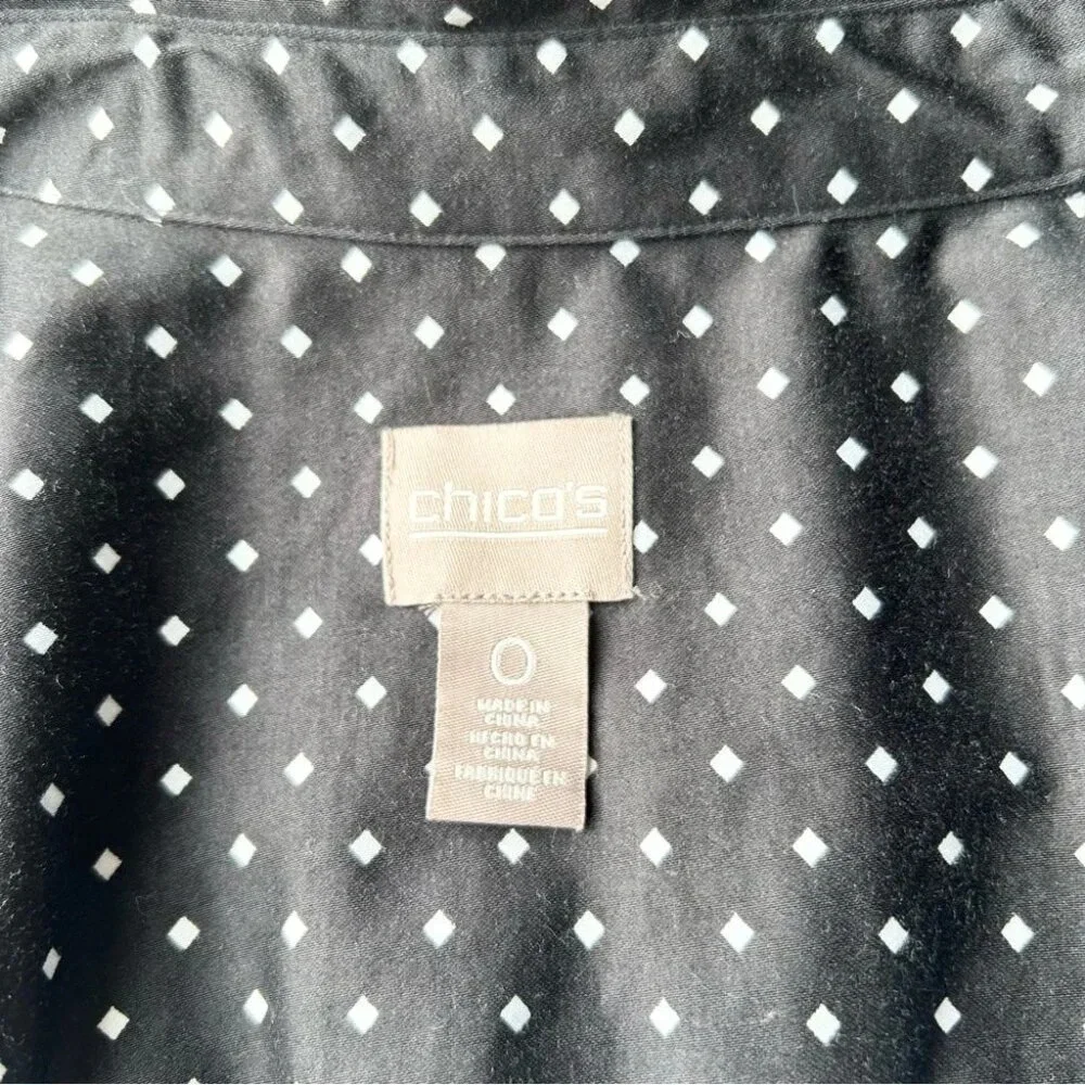 Chico’s Black Polka Dots Stretch Button Down Shirt - Picture 12 of 13